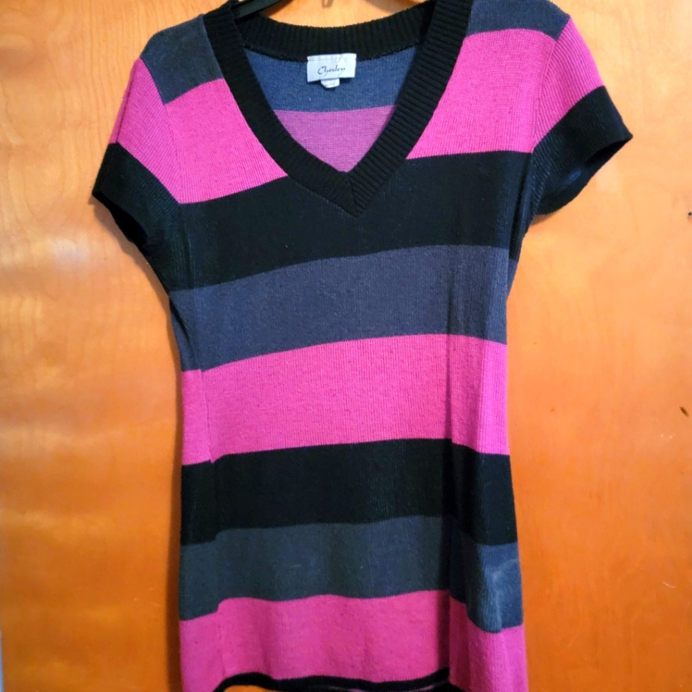 Black, Grey & Pink Strip Women's Sweater